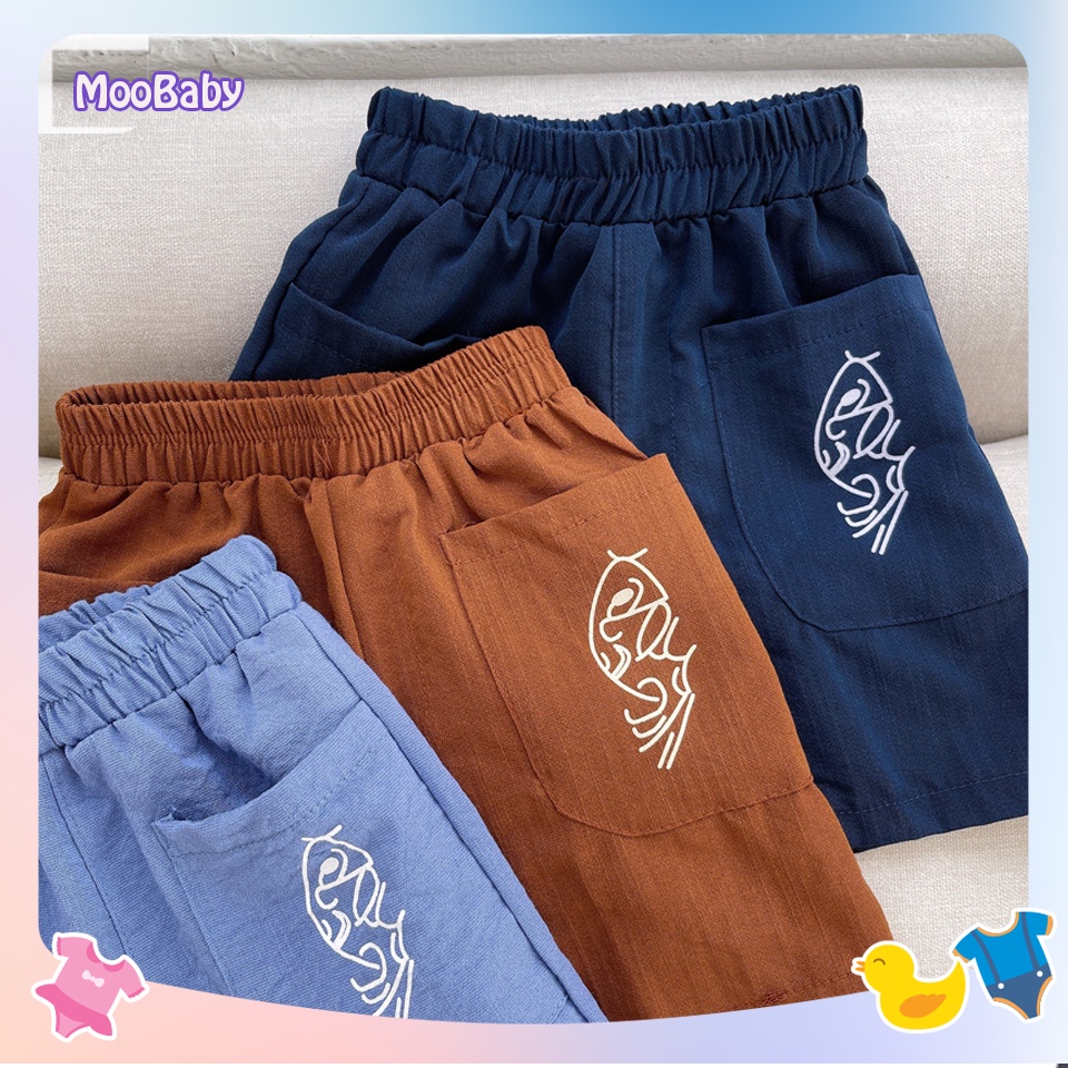 Bộ Quần Áo Cộc Tay Cổ Vòng Chất Đũi Cho Bé Trai Từ 6 - 27kg. MOOBABY SHOP