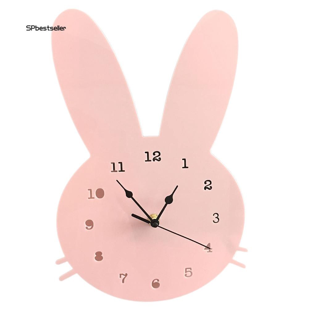 Đồng hồ treo tường hình con thỏ bằng gỗ đáng yêu cho gia đình