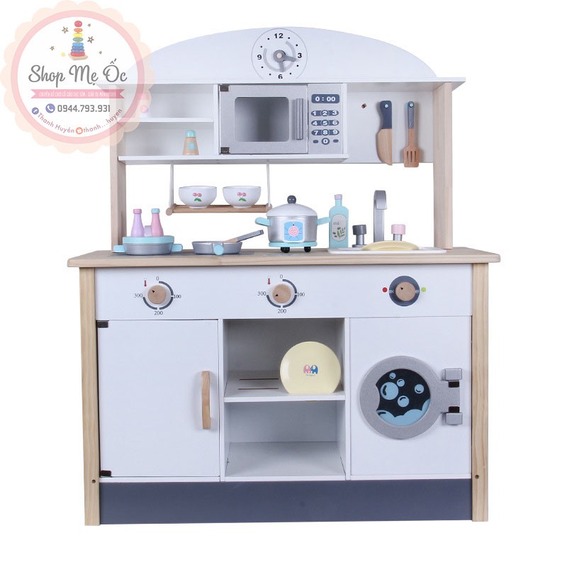 (HÀNG CÓ SẴN) Bộ đồ chơi Nhà bếp gỗ cao cấp Classic Kitchen A - Cao 1m