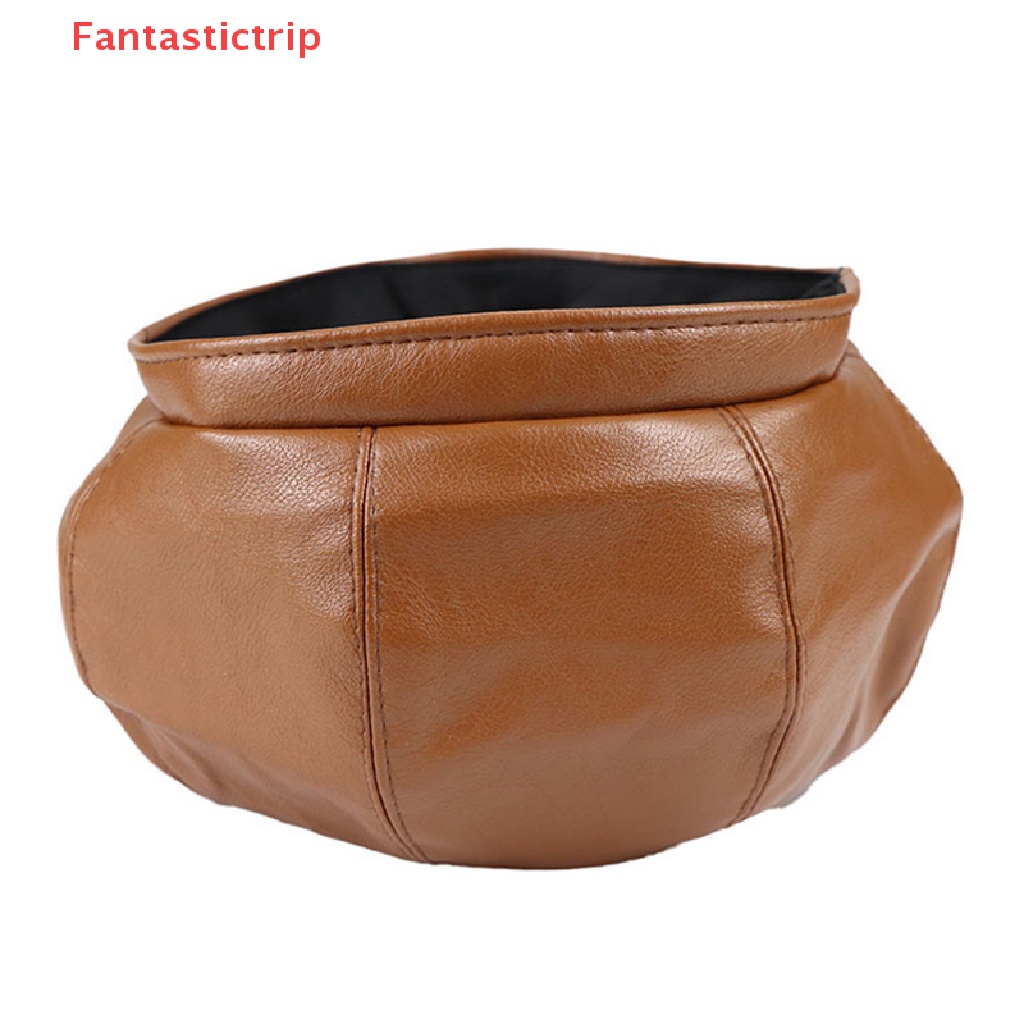 [Fantastictrip] Mũ Nồi Da PU Màu Đỏ / Trắng In Chữ Phong Cách Họa Sĩ Anh Quốc Cổ Điển Thời Trang Thu Đông Mới