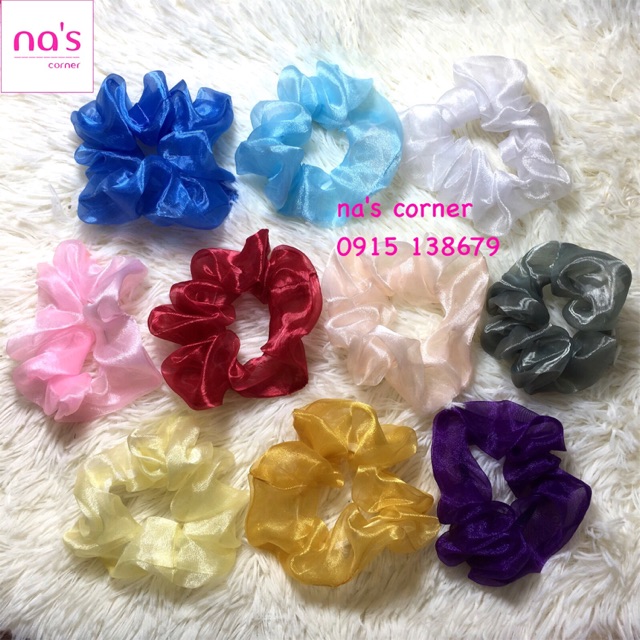 [HOT TREND] Scrunchies cột tóc voan kính trơn hot trend size nhỏ buộc tóc vải