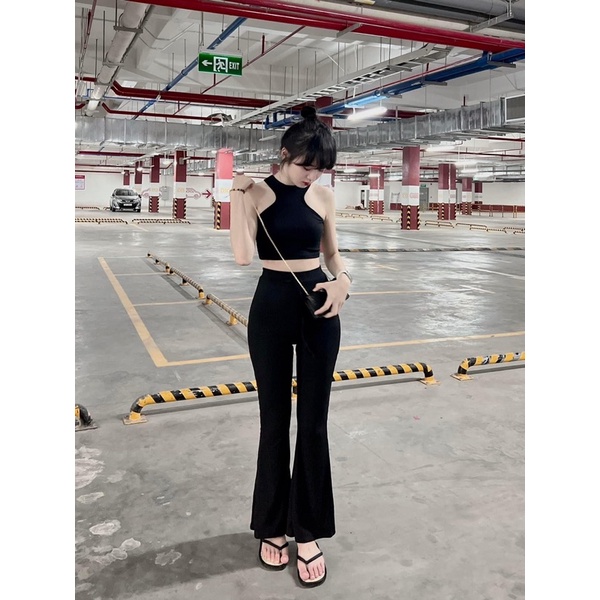 Quần ống loe nữ cạp cao dáng dài phong cách ulzzang Hàn Quốc MP03