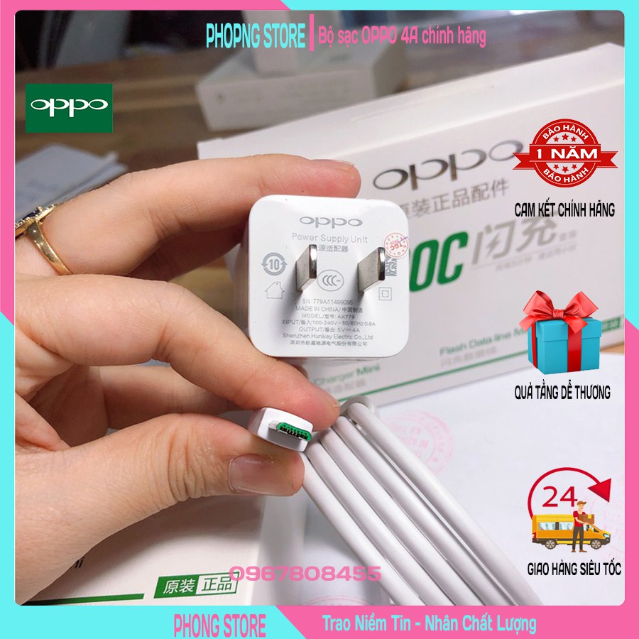 Bộ sạc oppo f9, r9, công nghệ sạc nhanh vooc, dây cáp sạc mico usb chính hãng - Phong Store