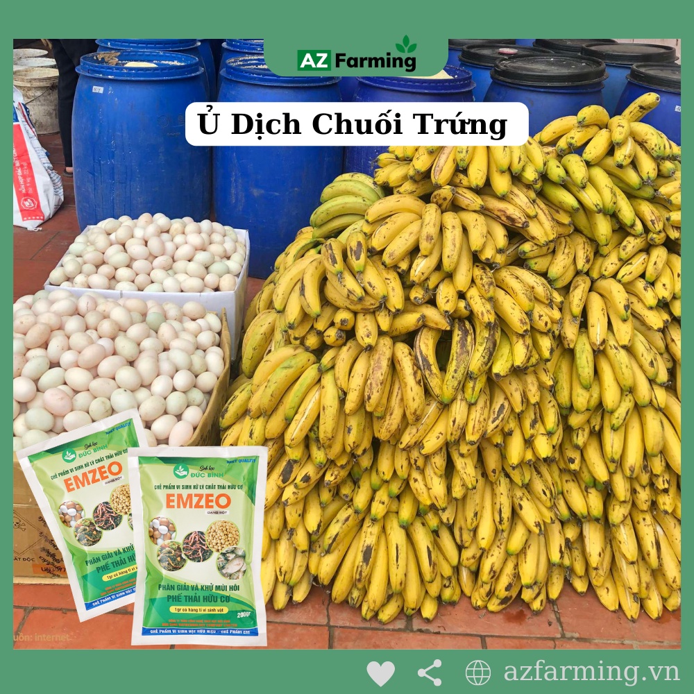 Chế Phẩm EM Emzeo Đức Bình - Ủ Phân Hữu Cơ, Khử Mùi Hôi - Gói 200g - AZ Farming