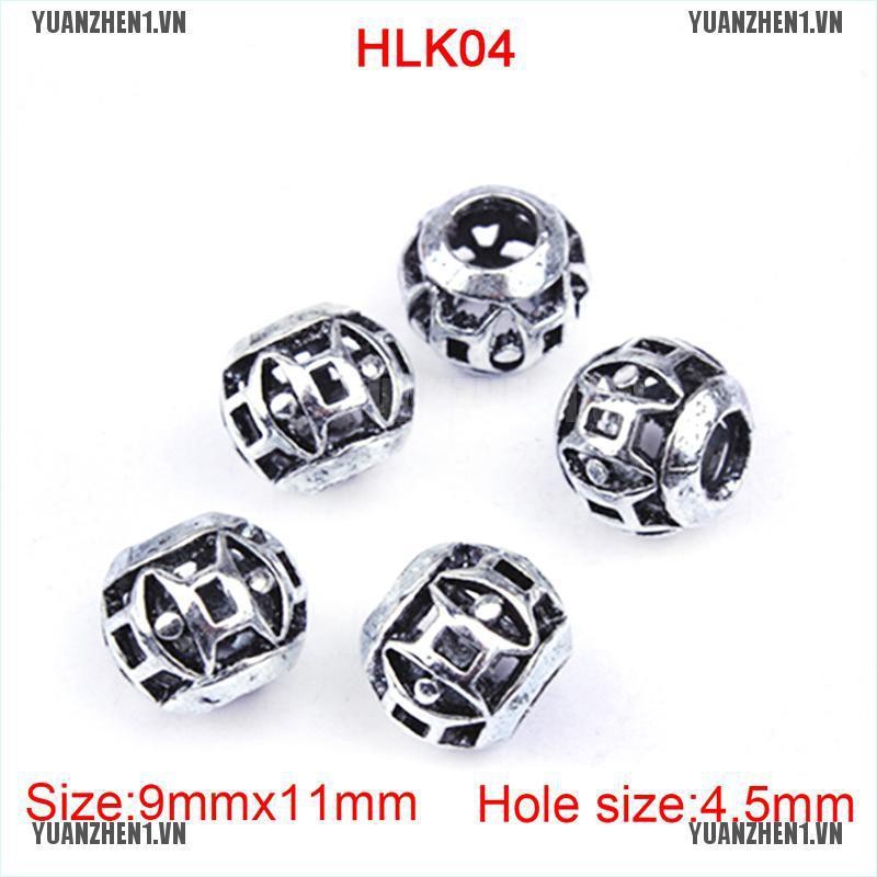 Bộ 10 cái vòng rỗng bện tóc cuốn lọn dài kiểu Viking bằng hợp kim cổ điển