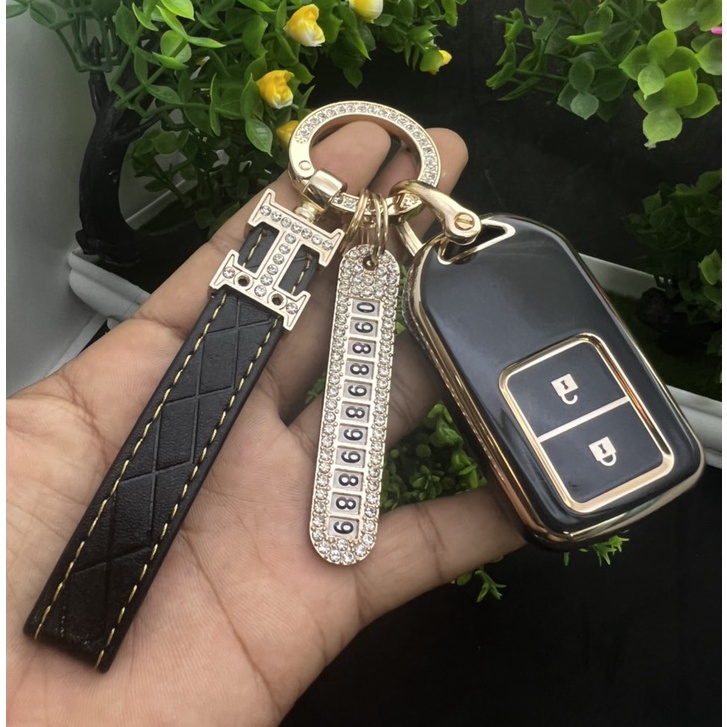 Bao khóa Đen Vàng -Ốp khóa  bảo vệ chìa khoá xe Honda CRV,CITY, HRV Jazz 2 nút bấm Smart key