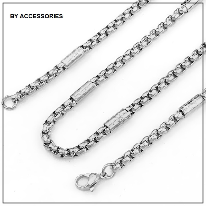 Dây chuyền titan nam xích 4mm bọc khoanh họa tiết MNI190201 không gỉ