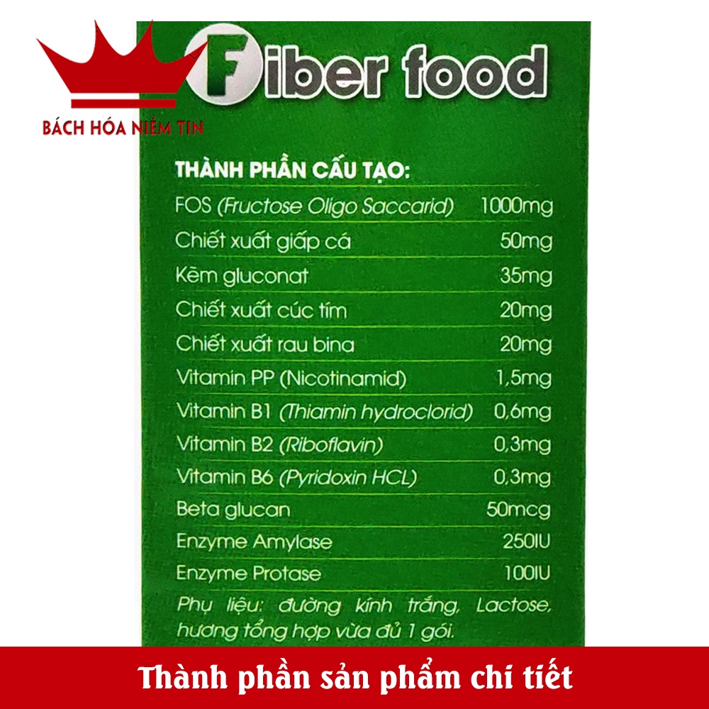 Cốm bổ sung chất xơ Fiber Food - thành phần thảo dược, rau bina, giấp cá - giúp giảm táo bón, nhuận tràng hiệu quả