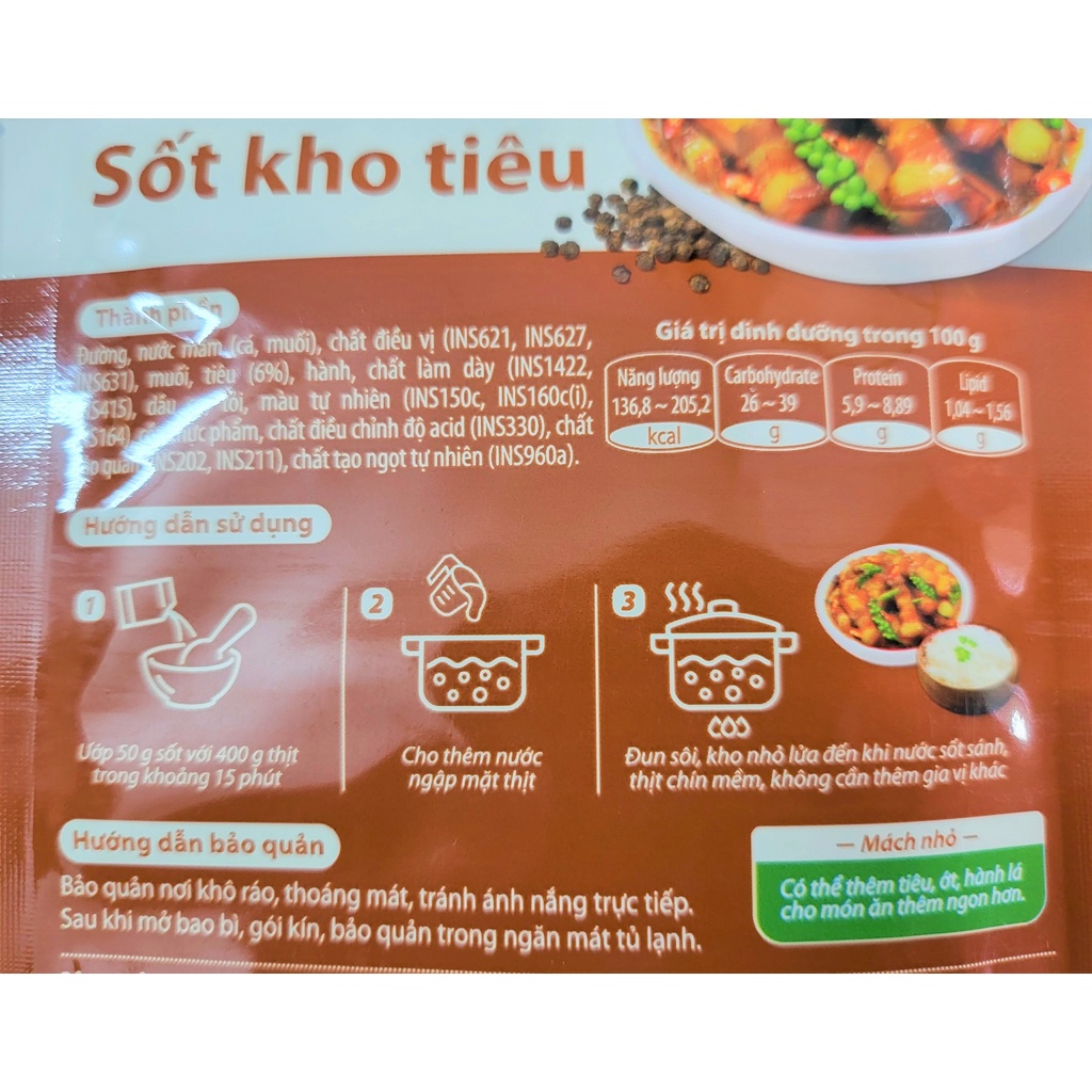[Gói 50g] XỐT KHO TIÊU (Gia vị ướp thịt) O'food [VN] MIWON Marinade