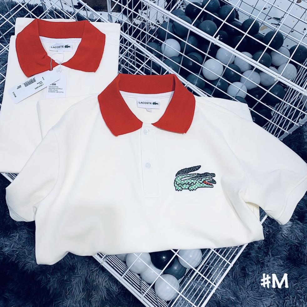 ÁO POLO LACOSTE PHỐI CỔ ĐỎ CHO NỮ