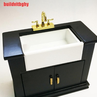 (KAF-COD)1/12 Dollhouse miniature accessories mini alloy double faucet for decoration