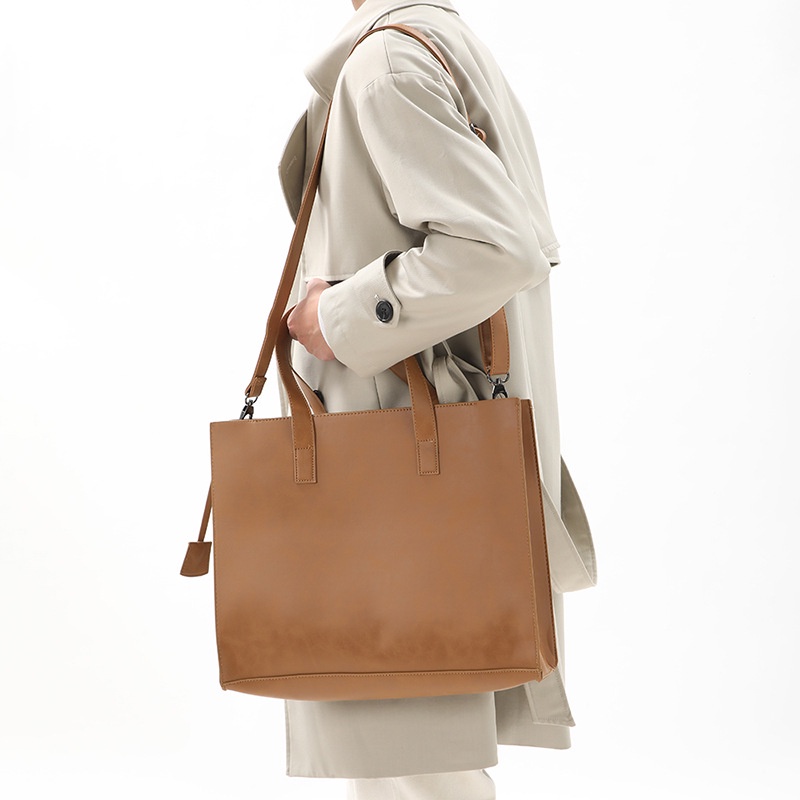 Túi Tote Nam Nữ da bò totte cầm tay có khóa kéo và dây đeo chéo, giỏ đeo vai thời trang cặp unisex Hàn Quốc đựng laptop