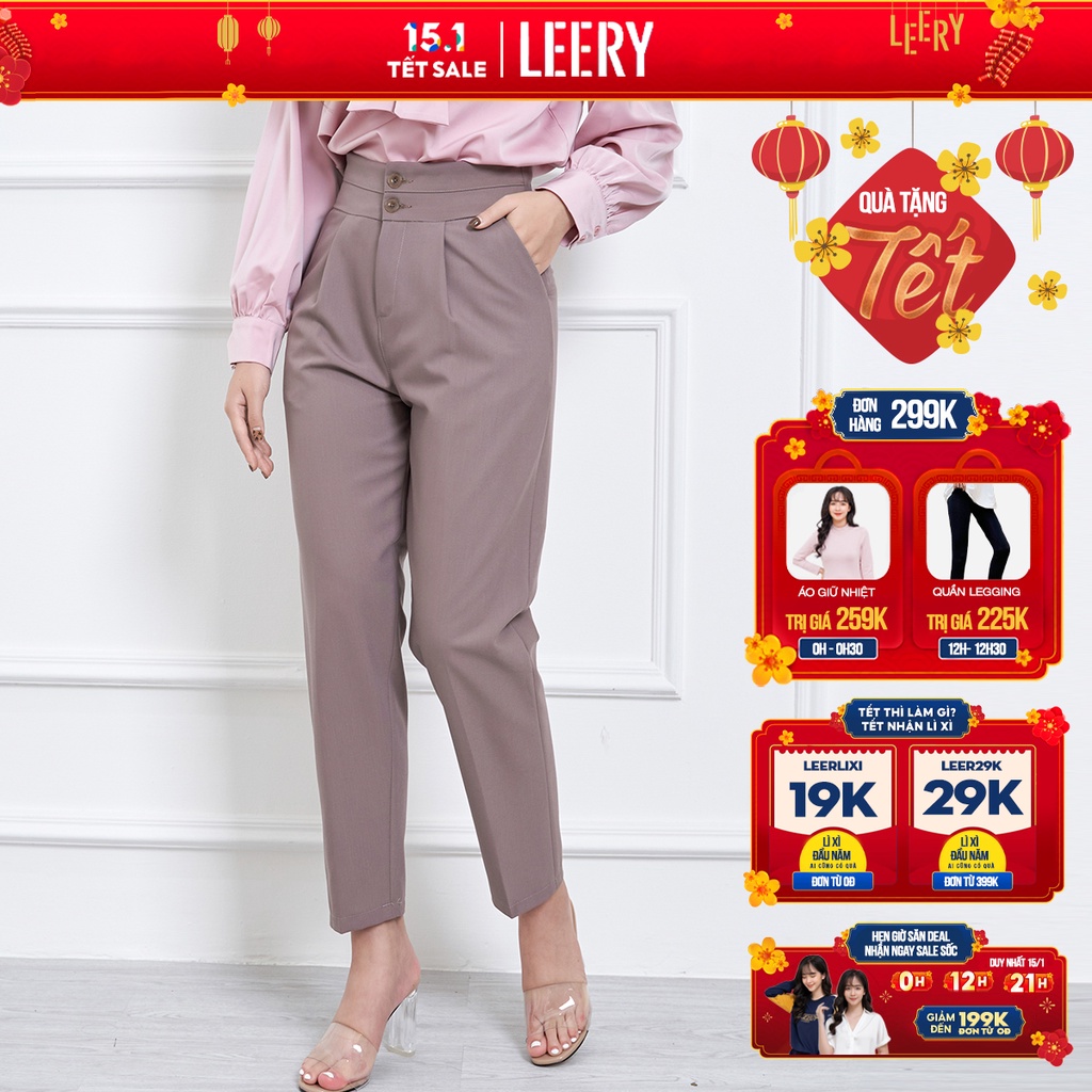 Quần baggy nữ nâng mông, quần công sở định hình dáng siêu gọn QD18 - LEERY