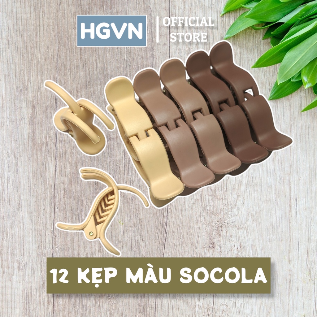 Kẹp Tóc Càng Cua 3 Răng, 5 Răng HGVN Màu Nâu Trà Sữa Pastel Thanh Lịch Cho Nữ Phong Cách Hàn Quốc
