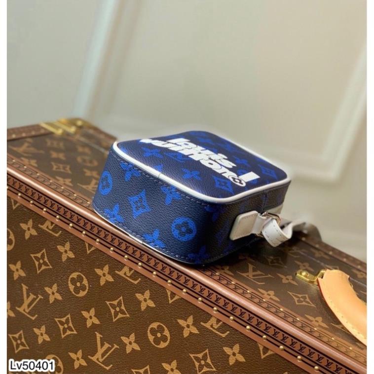 Túi Đeo Chéo LV Mini In Hoạ Tiết Tiết Chữ Cực Đẹp - Túi Đeo Chéo LV Nam Nữ Hoa Văn Xanh SC