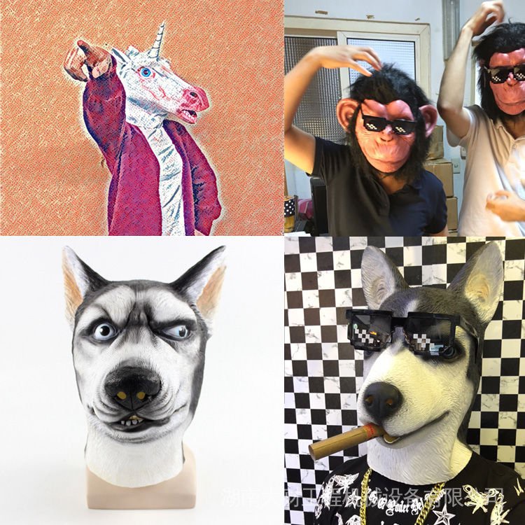 Mặt Nạ Hóa Trang Hình Đầu Chó Husky Vui Nhộn