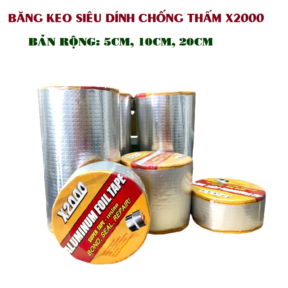 Băng dính chống thấm X2000 Chống dột mái tôn,trần nhà,Keo Dán tường chống rò rỉ,Dán mái tôn 5cmx5m