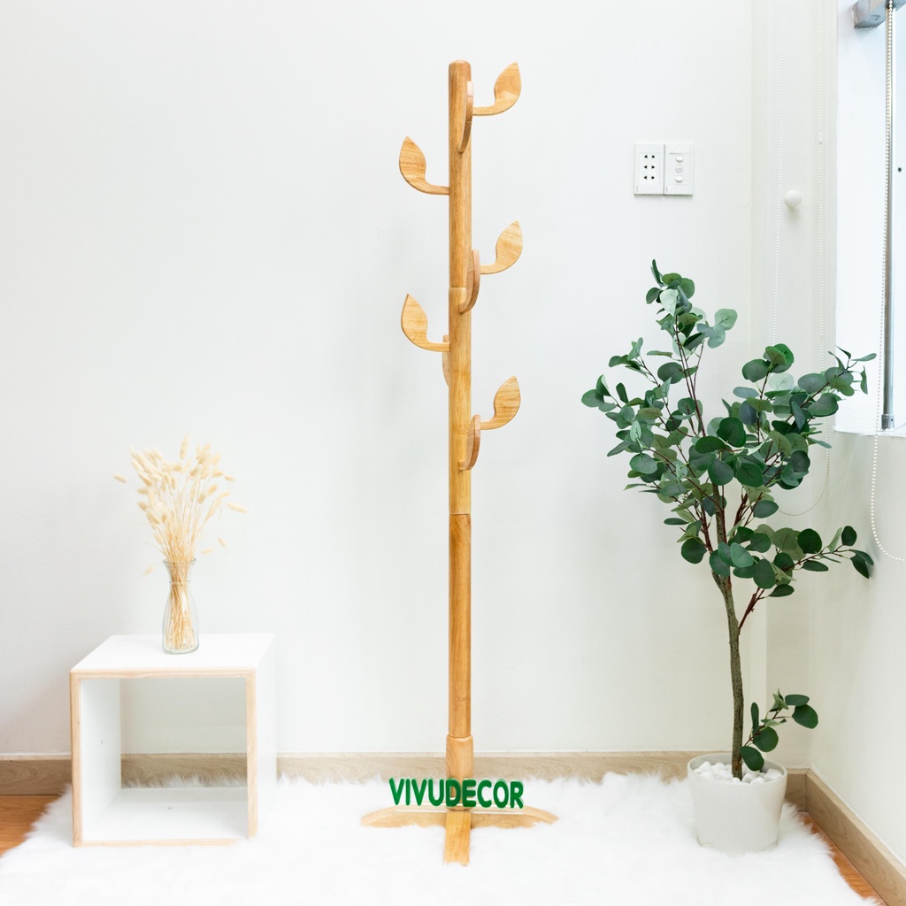 Cây treo quần áo VIVUDECOR CT14 100% gỗ tự nhiên