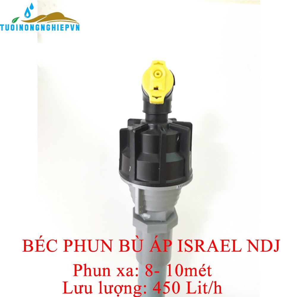 Béc tưới phun mưa bù áp NDJ Israel bán kính max 10m xoay tròn 360 độ