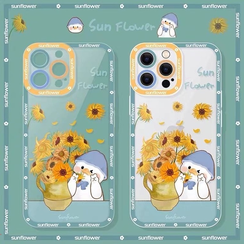 Ốp Điện Thoại gel Silica Mềm Hình Vịt Hoạt Hình Màu Trong Suốt Cho IPhone 13 12 11 Pro MAX X XR XS MAX 6 7 8 Plus