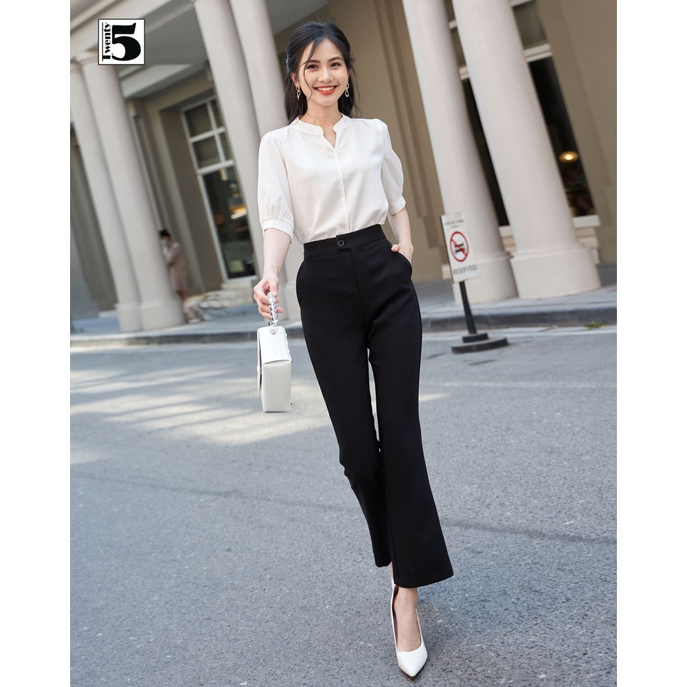 Quần ống loe nữ TwentyFive lưng cạp cao tôn dáng- Quần ống loe phong cách thanh lịch NQ1