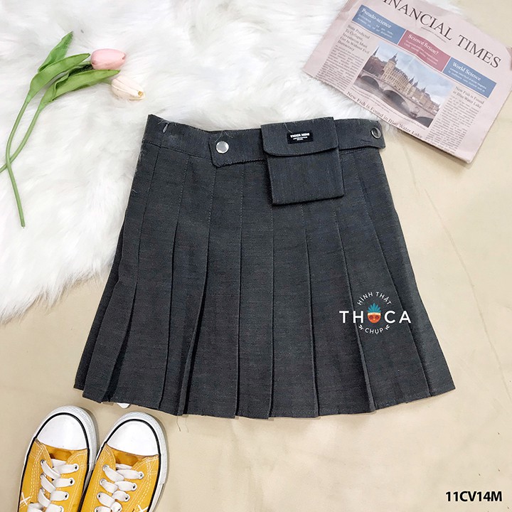Chân váy xếp ly túi logo THOCA HOUSE trẻ trung, năng động cho nữ sinh, tôn dáng, tôn chân dài | BigBuy360 - bigbuy360.vn