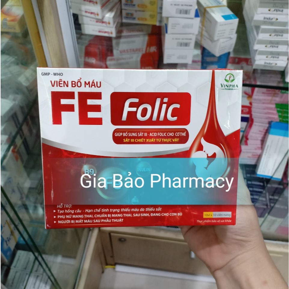 Viên bổ máu FE FOLIC hộp 100 viên giúp bổ sung sắt II cho cơ thể