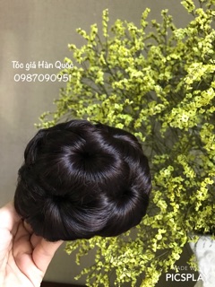Tóc giả búi kẹp hoa siêu yêu ảnh thật