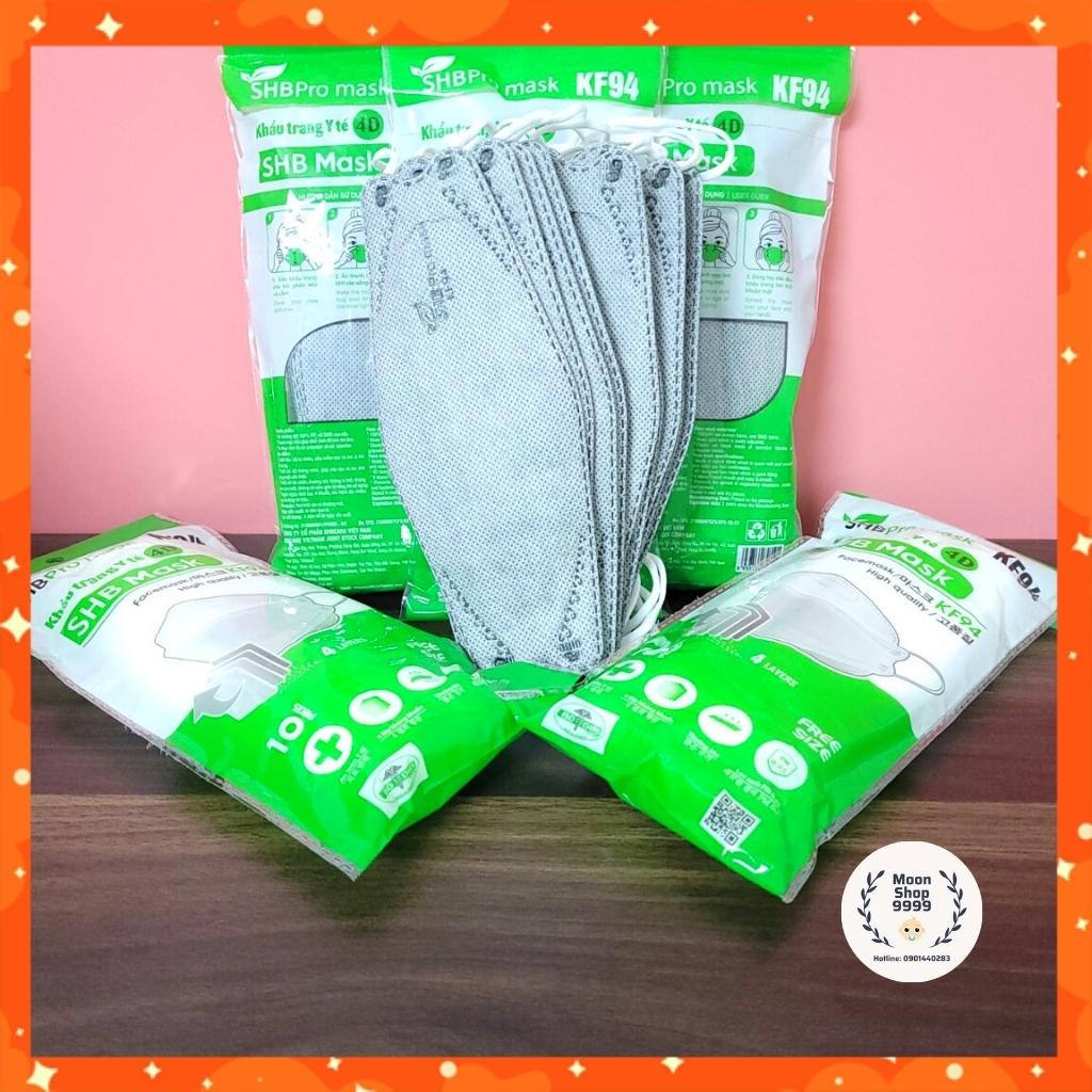 Khẩu trang KF94 4D, khẩu trang y tế kháng khuẩn 4 lớp, chống nắng, lọc bụi mịn SHB pro mask - Hàng cao cấp, chính hãng
