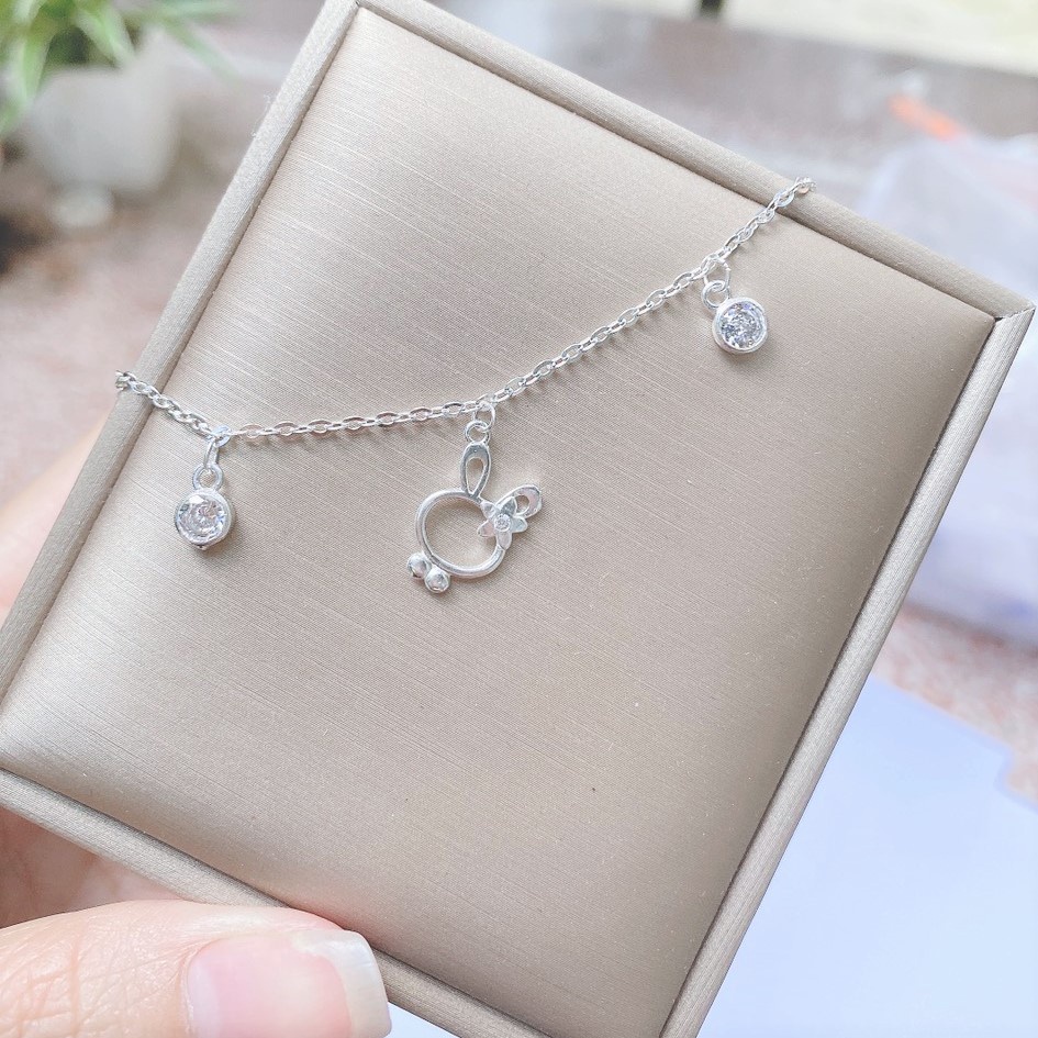 Lắc chân thỏ ngọc Evasilver, Lắc chân nữ chất liệu bạc ta sang trọng nữ tính
