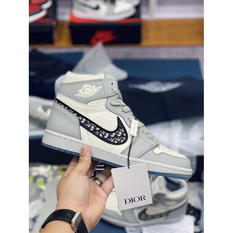 [AGsneaker] Giày thể thao cổ cao cao cấp màu xám đủ phụ kiện chân bè fit lên 1 size..