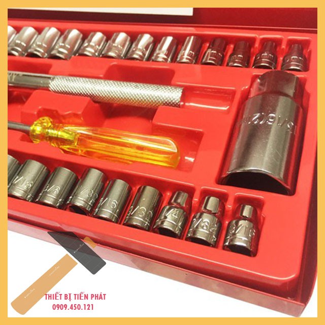 Bộ Tuýp 40 Món (1/4&quot; Và 3/8&quot;) Century Cao Cấp TS-23407 Hộp Sắt Chính Hãng