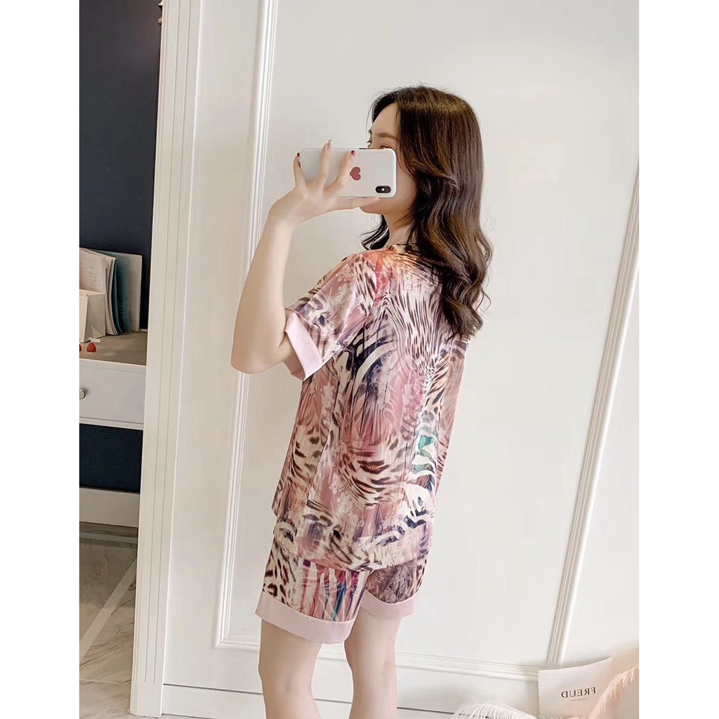 Đồ Ngủ - Set Lụa Pizama Cộc Đùi Hoạ Tiết Nhiều Mẫu Hàng Cao Cấp Bin Sport PJM001