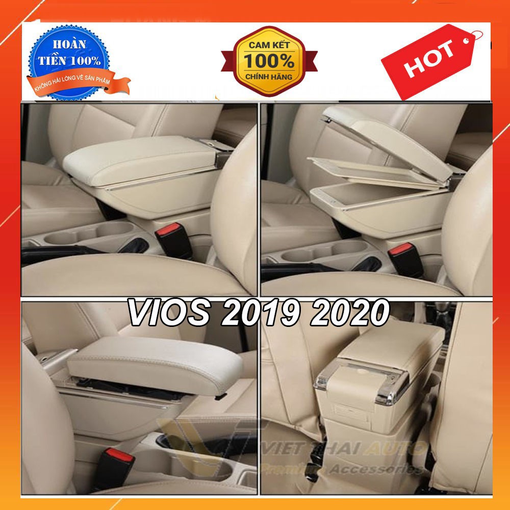 Hộp Tỳ Tay Xe Vios 2014 - 2022 Màu Kem ,có cổng USB lắp đặt dễ dàng