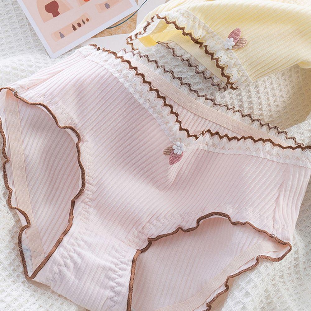OCEANMAP Quần Lót Cotton Phối Ren Màu Sắc Macaron Dành Cho Nữ