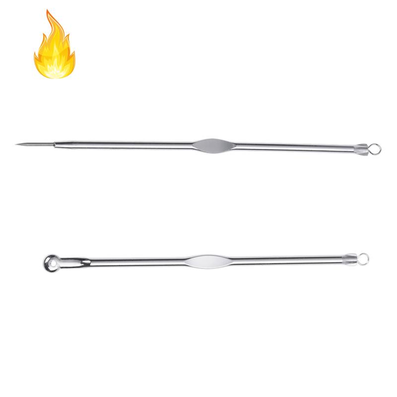 Dụng Cụ Nặn Mụn Đầu Đen Bằng Thép Không Gỉ Kèm Kẹp Tiện Dụng