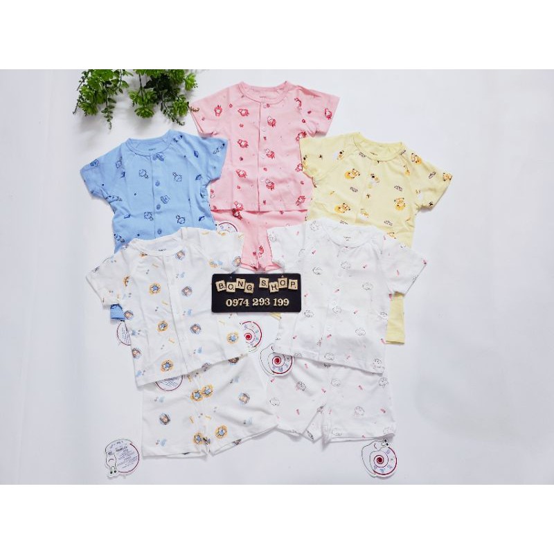 Dokma bộ cộc cài giữa sơ sinh cotton mỏng