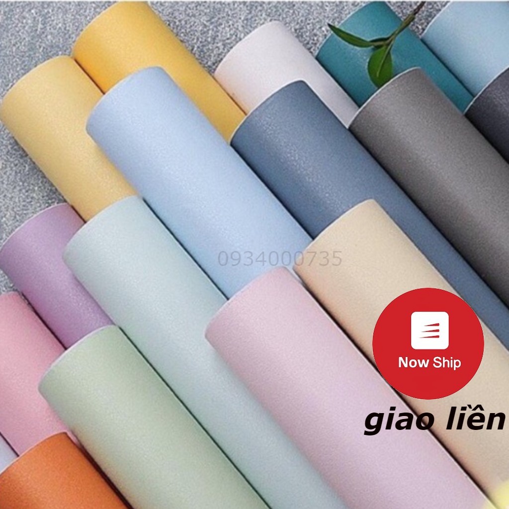 Giấy dán tường màu trơn pastel có sẵn keo khổ rộng 45 cm dài 10 mét / 1 cuộn