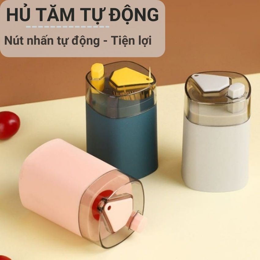 Lọ Đựng Tăm Hũ Đựng Tăm Tích Hợp Nút Bấm Tự Động Nhấn Nút Nhả Tăm Thiết Kế Sang Trọng Dễ Thương Angola