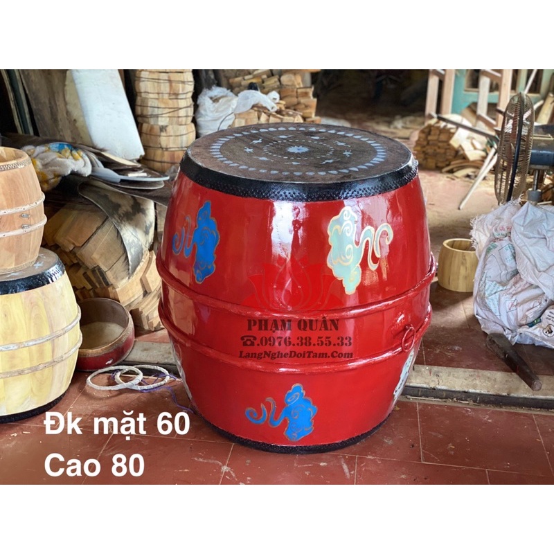 Trống trường học, đình chùa, lễ hội KT mặt 60x 80cm kèm dùi đánh