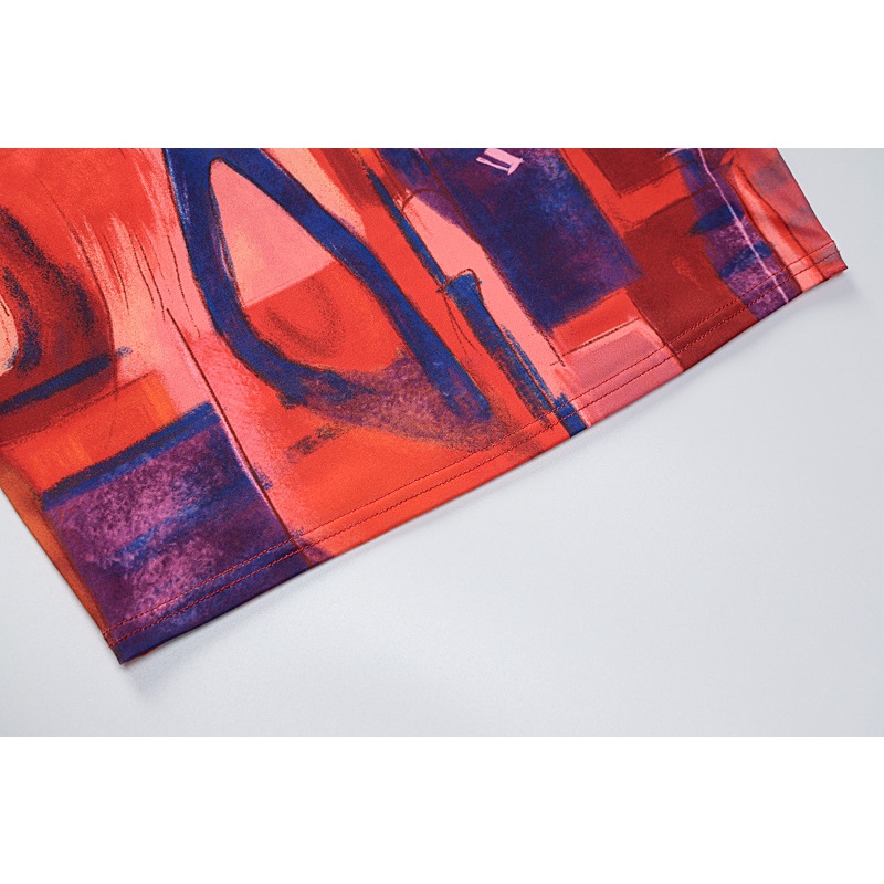 DUNEA Đầm Hai Dây In Họa Tiết Kỹ Thuật Số Quyến Rũ Cho Nữ