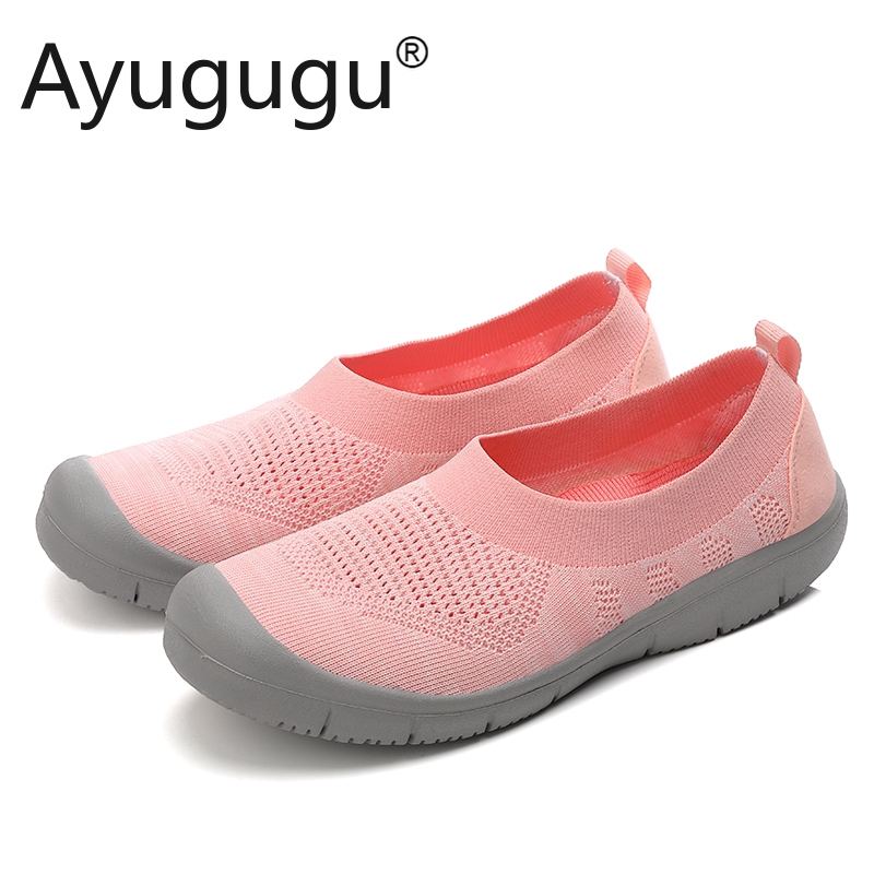 Giày thể thao Ayugugu nhẹ nhàng thoáng khí đế phẳng đơn giản mang ngoài trời dành cho nữ
