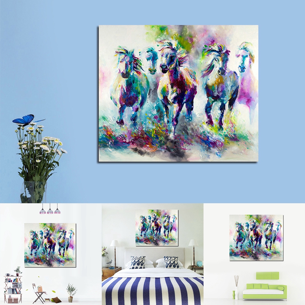 Tranh Vải Canvas Treo Tường Trang Trí Nội Thất Hình Chú Ngựa Độc Đáo