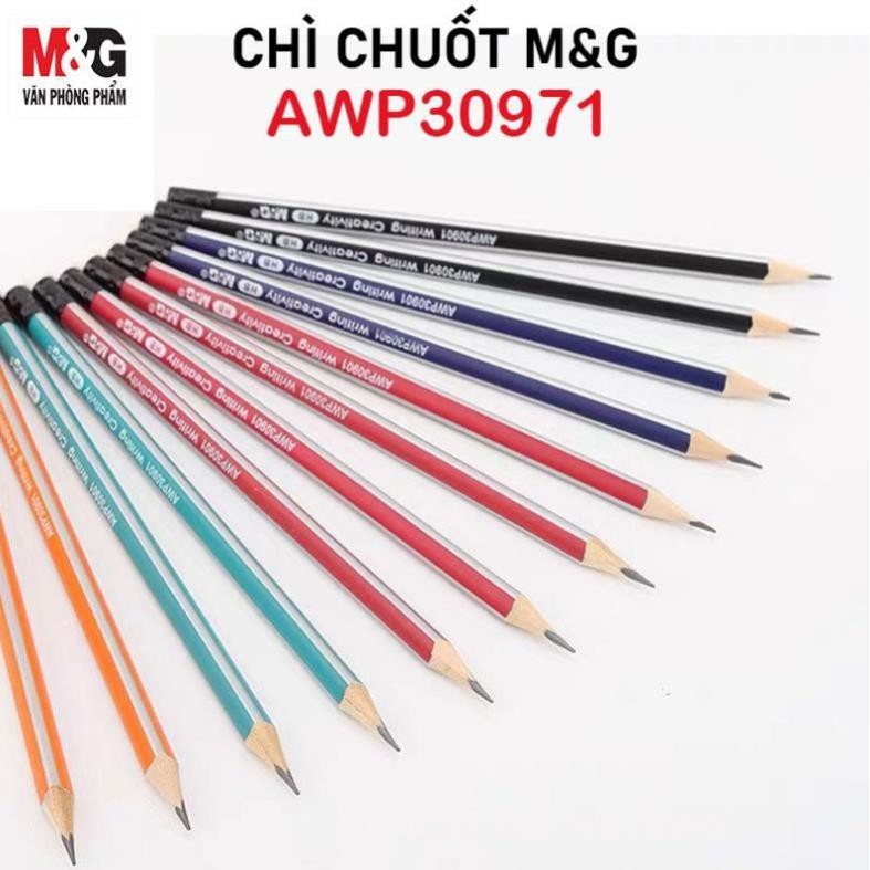 Hộp bút chì chuốt  M&amp;G ngòi HB AWP30971 nhiều màu 12 cây/hộp