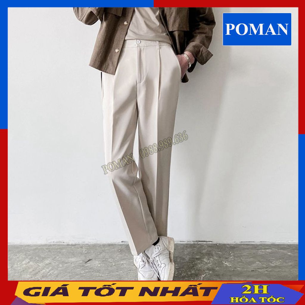 Quần tây nam dáng suông ống rộng vải Hàn cao cấp, quần Baggy nam co giãn thời trang AU01 - POMAN