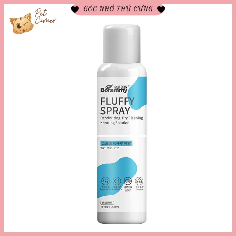 Sữa tắm khô cho chó mèo Borammy 200ml (Dạng xịt cao cấp)