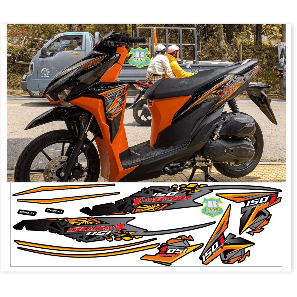 ( Quí khách vui lòng mang ra tiệm cho thợ dán ) Tem vario 150 cam đen rice decal