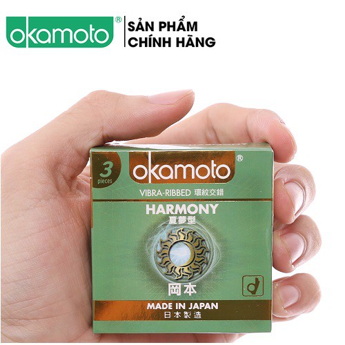 [DEAL SỐC][CHÍNH HÃNG 100%] Bao Cao Su Okamoto Harmony, Nhật Bản,3 Bao,Gân sọc mơi lạ_Tăng cảm xúc mãnh liệt cho đôi lứa