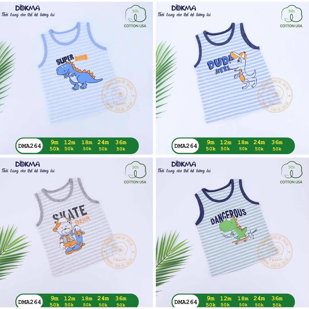 Hàng Sale- Áo ba lỗ bé trai Dokma DMA264 (Sz 9-36M)