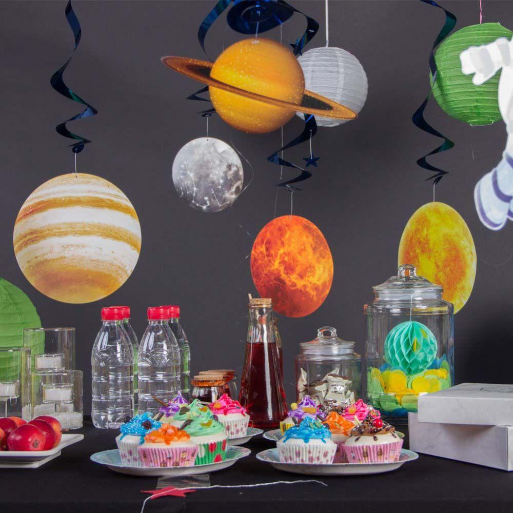 MOCHO Astronaut Home Decor Space Theme Solar System Hanging Swirl family party Festival Decorations Anniversary Classroom 10pcs Blast Off Birthday Party Planetary Exploration/Multicolor